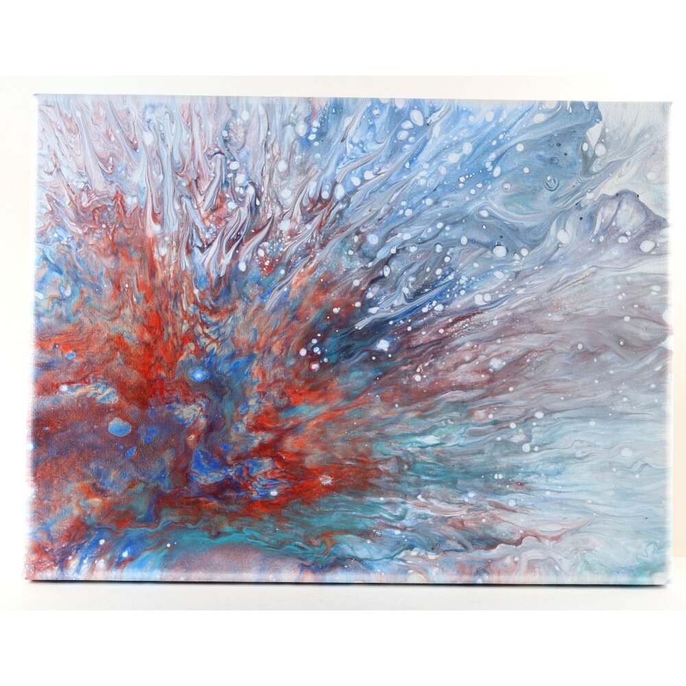 Acrylic Pour Painting On Canvas Wrap Around 9x12 One Of A Kind, Original